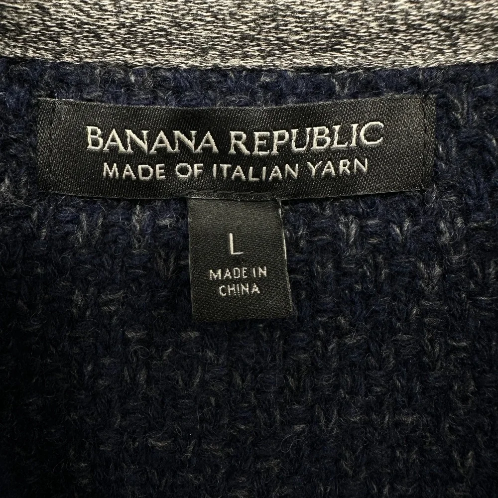 Banana Republic Sweater Mens Large Shawl Collar Pullover Italian Wool Old Money‎